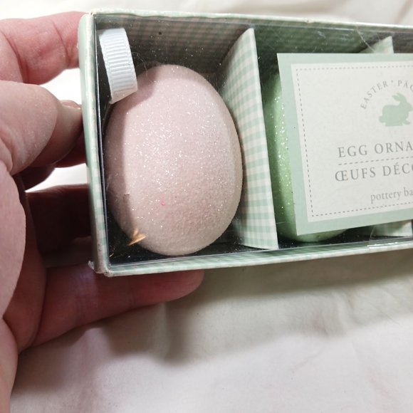 Pottery Barn Kids Egg Ornaments Pastel Glitter Hanging Easter Eggs 4pc NEW NWT - Picture 4 of 5